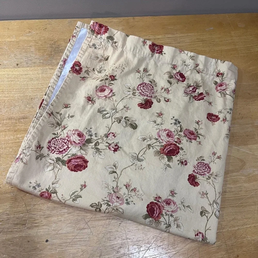 Waverly Home Vtg Floral Rose Shower Curtain Gold Red Pink 72x70 Cottagecore